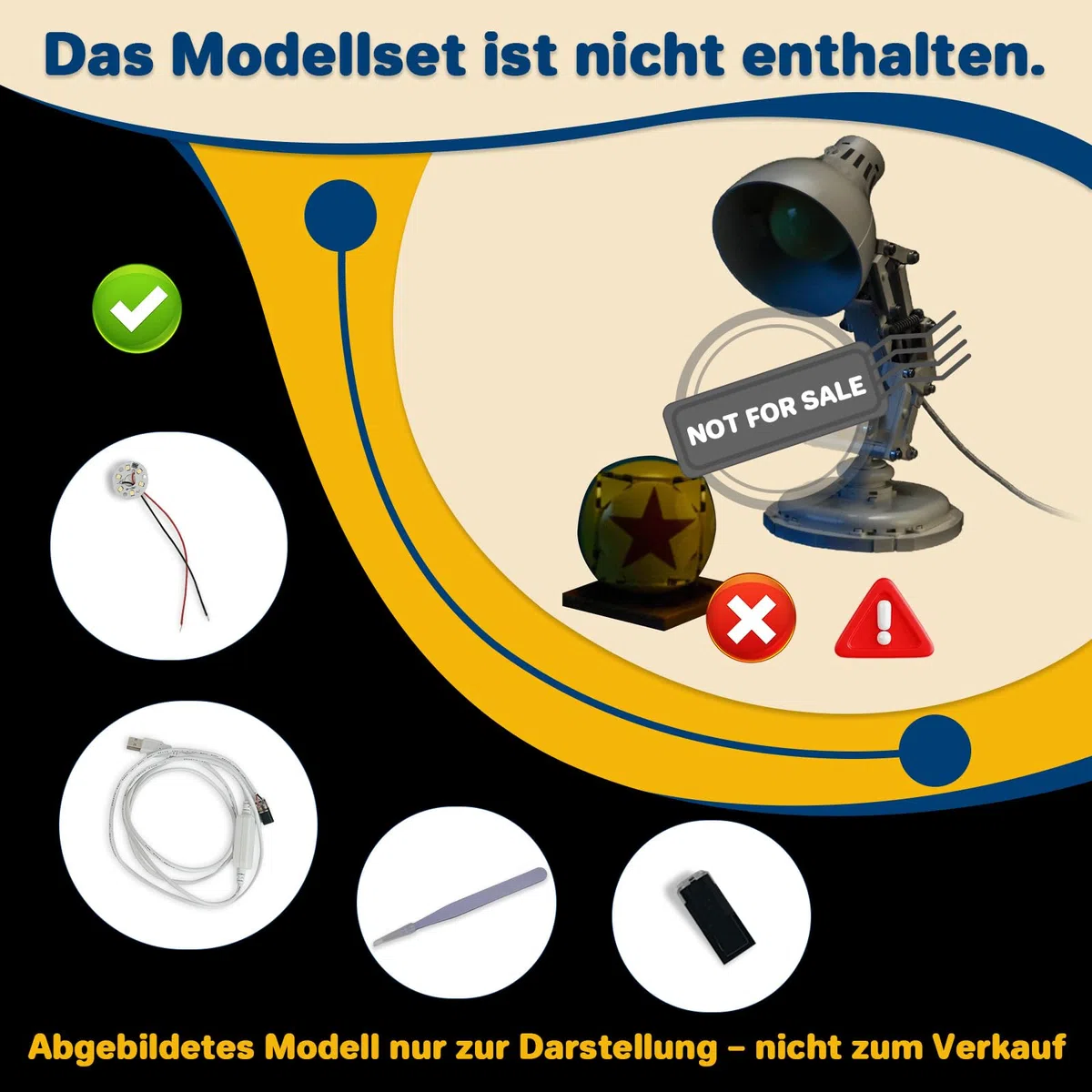 LocoLee Beleuchtungsset kompatibel zu Lego 21357 Pixar Luxo Jr (KEIN Lego-Set) Sonderanfertigung, Touchschalter, dekorative Ausführung, Beleuchtungsset