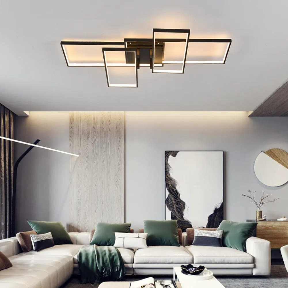 Moderne LED Deckenleuchte Dimmbar 82W, Wohnzimmerlampe Rechteck Deckenlampe Leuchten Schlafzimmer mit Fernbedienung Lichtfarbe Helligkeit Farbwechsel, Deckenbeleuchtung Lampe Dimming Innenbeleuchtung