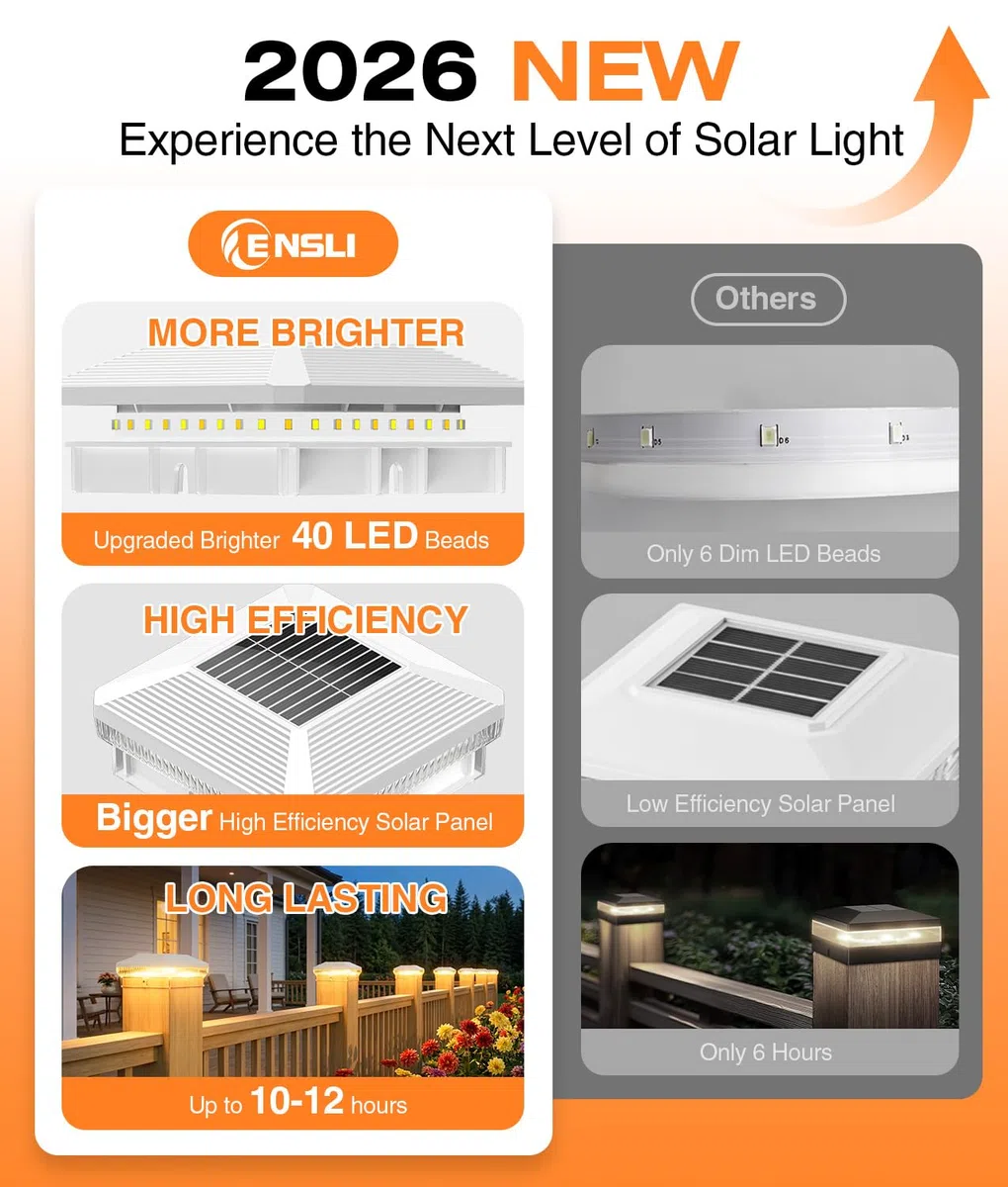 Solar-Pfostenkappenleuchten für den Außenbereich, 40 LEDs, Zaunpfosten, Solarleuchten für den Außenbereich mit 3 Modi, 30 Lumen, wasserdicht, Deck-Zaunpfosten, solarbetrieben, für 4 x 4, 3,5 x