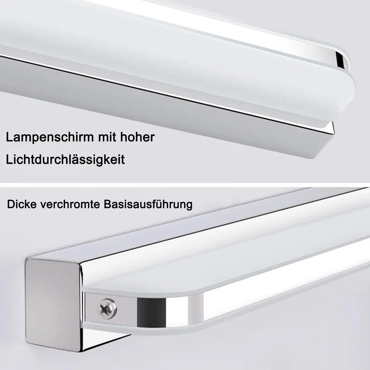 Spiegelleuchte Badleuchte, Badlampe Wand Edelstahl, Spiegellampe Bad 42cm 9W Für Die, Led Lampe 230V Naturweiß 4000K Wandlampe Badezimmer IP44 Wasserdicht (Neutralweiß)