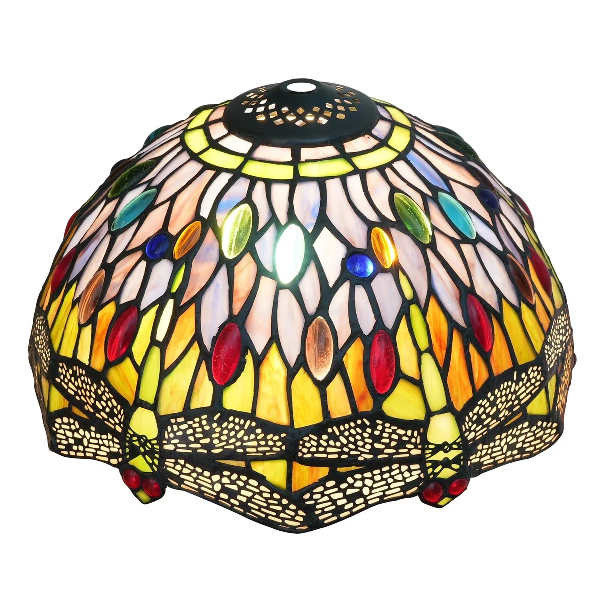 Lampenschirm im Tiffany-Stil, 30,5 cm, Buntglas-Lampenschirm, Ersatzperlen, Libellen-Deckenleuchtenschirm for Tischlampen, Pendelleuchte, Stehlampe, handgefertigt, Vintage, Heimdeko
