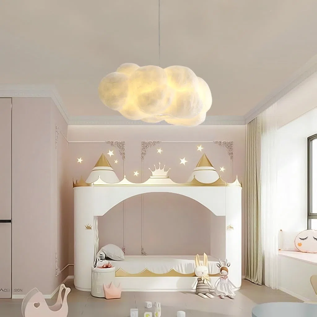 E27 Kronleuchter Wolkenform Hängelampe Restaurant höhenverstellbar Pendelleuchte Kücheninsellampe Baumwolle Cartoonform geeignet für Café Bar Kindergarten Spielplatz Deckenbeleuchtung(70cm)