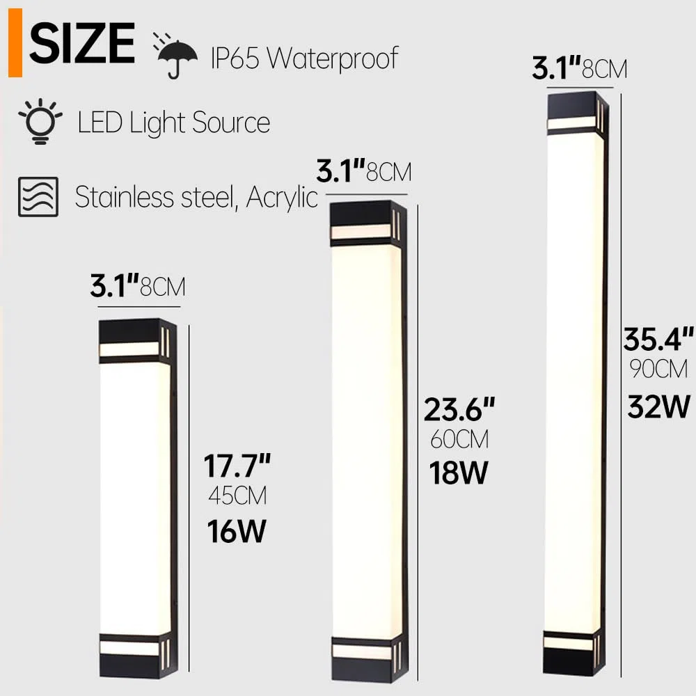 Quadratische Außenwandleuchte aus weißem Acryl, moderne LED-Veranda-Beleuchtung, IP65 wasserdichte Außenleuchte, Veranda-Beleuchtung für den Außenbereich mit Edelstahlleuchten
