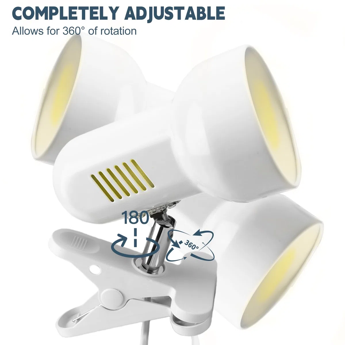 Klemmleuchte Verstellbar: E27 Fassung Keramiklampensockel Schreibtischlampe, Weiß Klemmlampe mit Stecker und Schalter, Nachttischlampe, für Lesen, Arbeiten und Lernen (Ohne Birne)