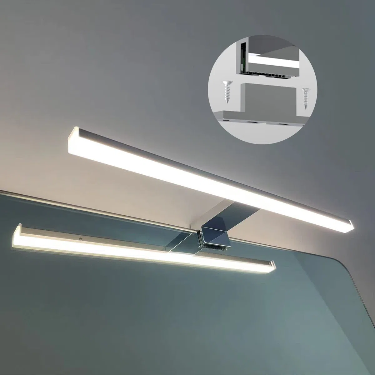Spiegellampe Badezimmer, 10w 800lm 40cm, LED Spiegelschrank Beleuchtung, Spiegelleuchte Bad Moderne,Spiegel Lampe Bad, Naturweiß 4000K Badleuchte