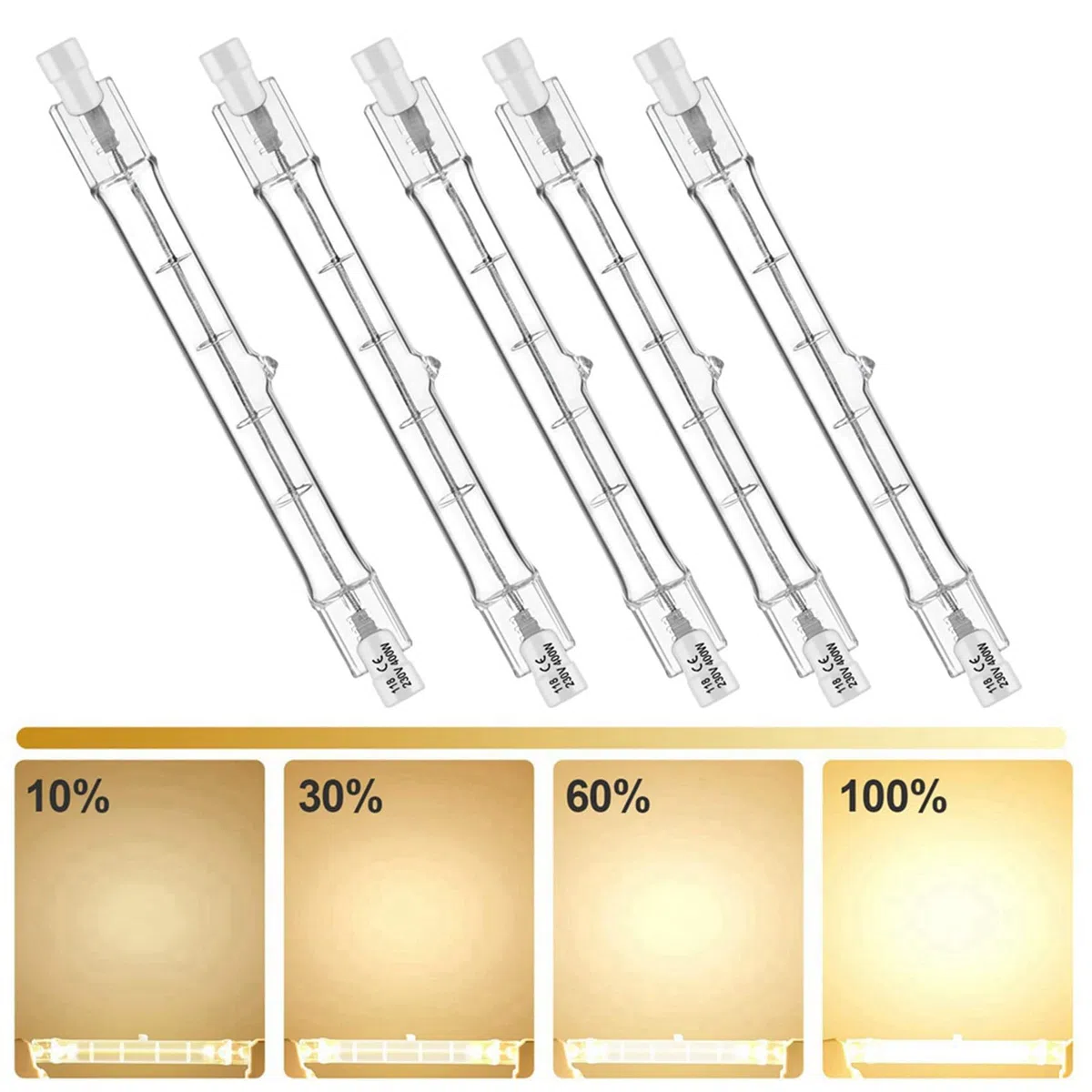 100Er-Pack R7S 118 mm 300 W 230 V, R7S Halogen-Linear-GlüHlampe, Dimmbare Halogenlampe für Bauarbeiten, Landschaftsbeleuchtung