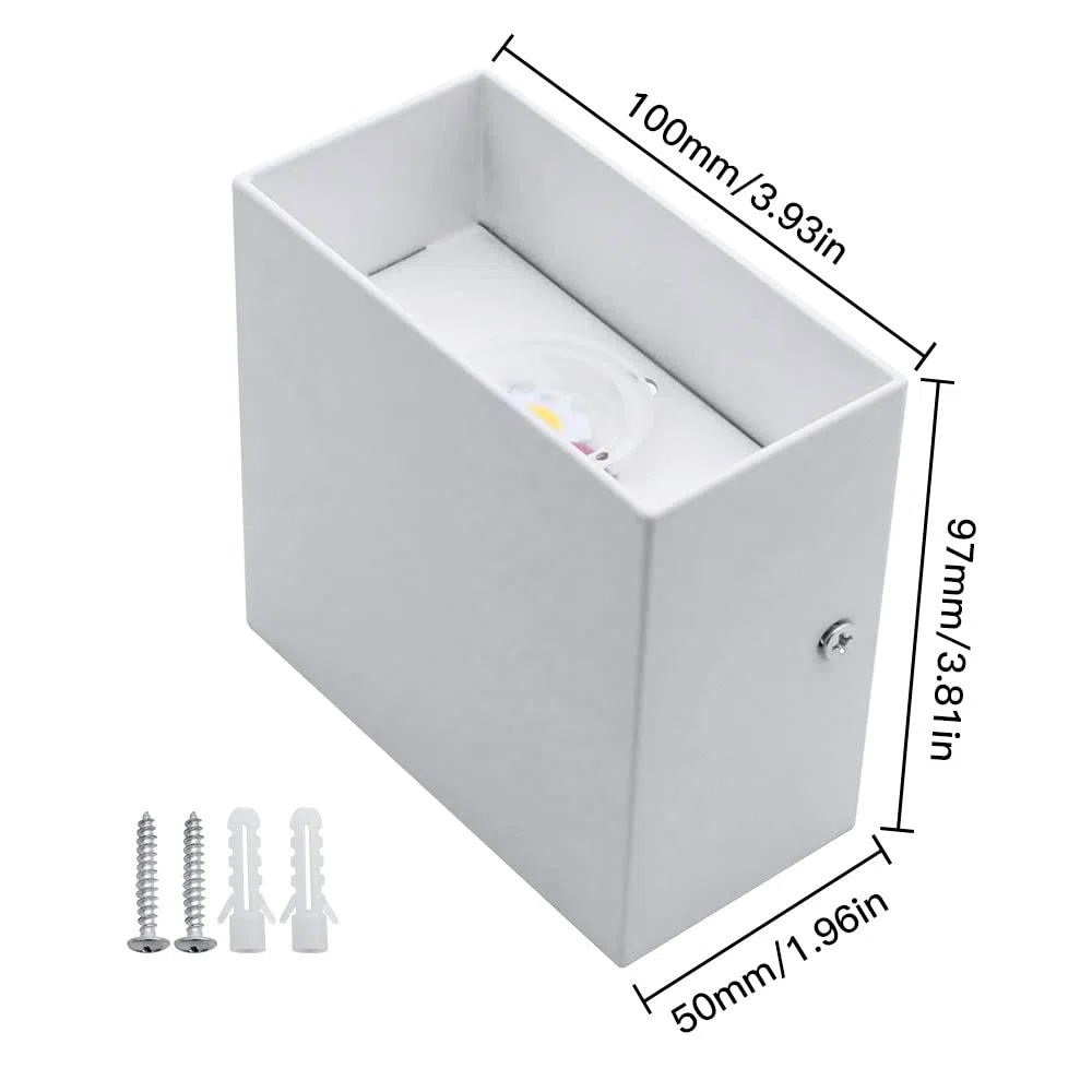 CHEVVY 2 Stück LED Wandleuchte Innen Weiße 7W Moderne LED Wandleuchte Up and Down Leuchten Aussen Aluminium Flurlampen Warmes Weiß 3000K Wandlampen