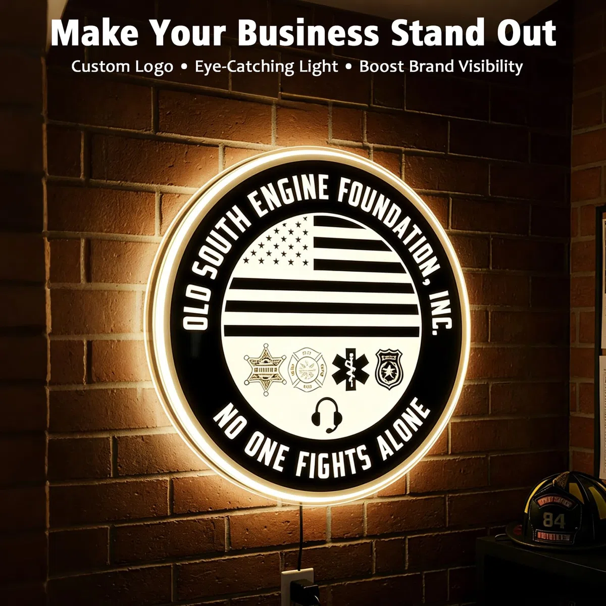 Individuelles LED Logo Schild, Ultradünne Acryl Leuchtbox, Personalisiertes Firmenschild mit Hintergrundbeleuchtung für Geschäft, Salon, Restaurant, Büro – Wandmontage