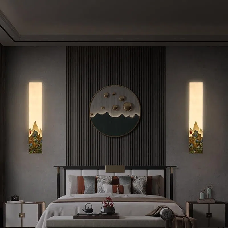 Außenbeleuchtung Wandleuchten im chinesischen Stil drinnen und draußen, Zen Wohnzimmer Hintergrund Wandleuchten für Schlafzimmer, Nachttischlampen für Treppe im Flur Verandabeleuchtung im Freien(B)