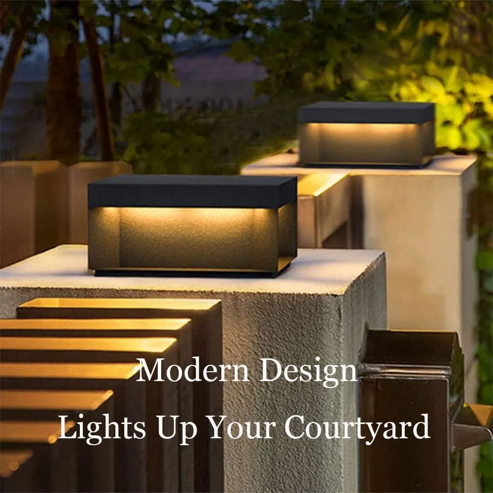 Pfostenleuchten Außenbereich Quadratische moderne Pfostenleuchte for draußen 3000K LED Zaun Deck Säule Cap Lampe IP65 Wasserdicht Patio Pole Pillar Laterne for Landschaft Garten flache Oberfläche(30*1