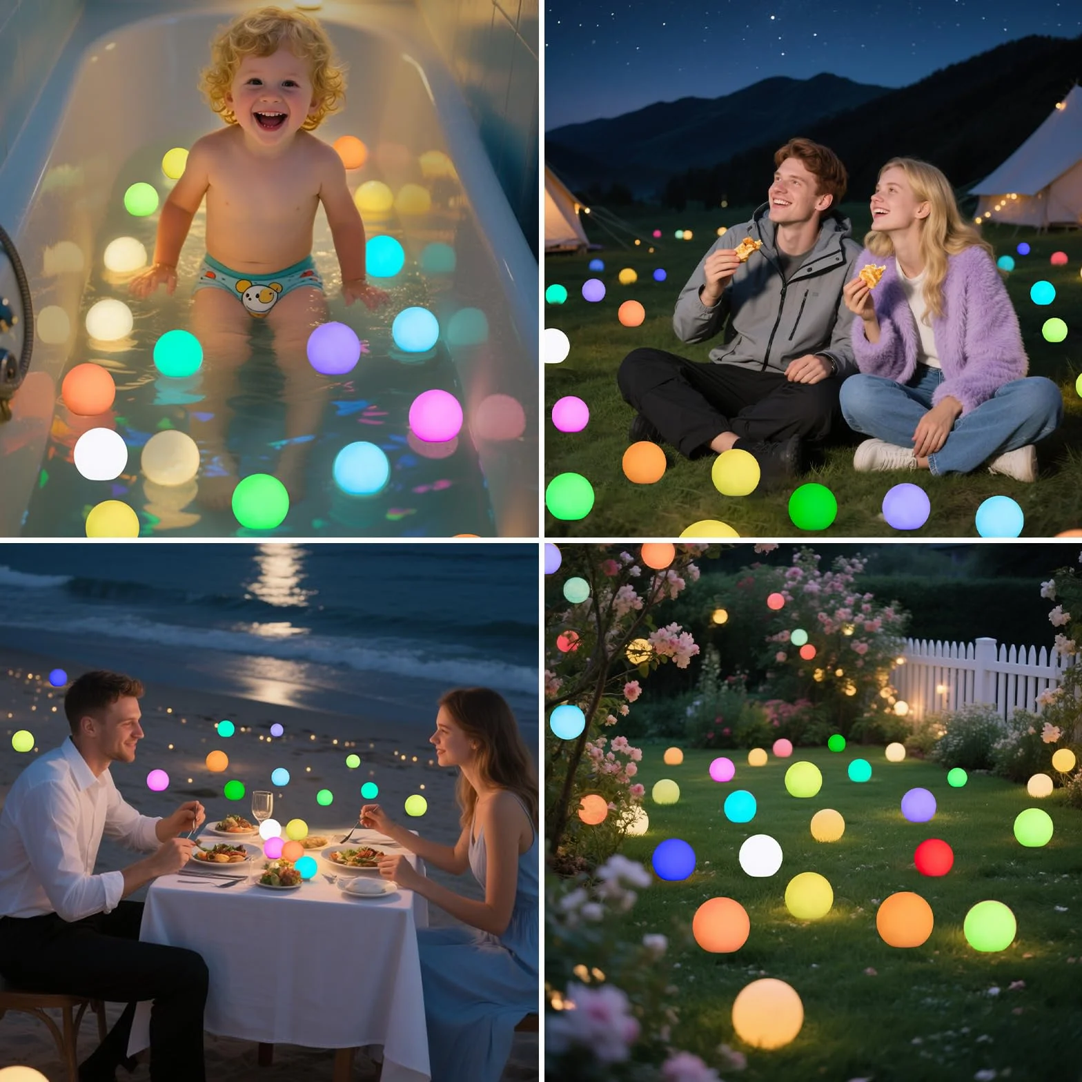 Schwimmende Poolbeleuchtung,4 Stück Teichbeleuchtung, Pool Lichter Schwimmend Unterwasser mit Fernbedienung,16 RGB Farbwechsel Wasserdichte LED Lichter für Pool, Garten, Teich, Party