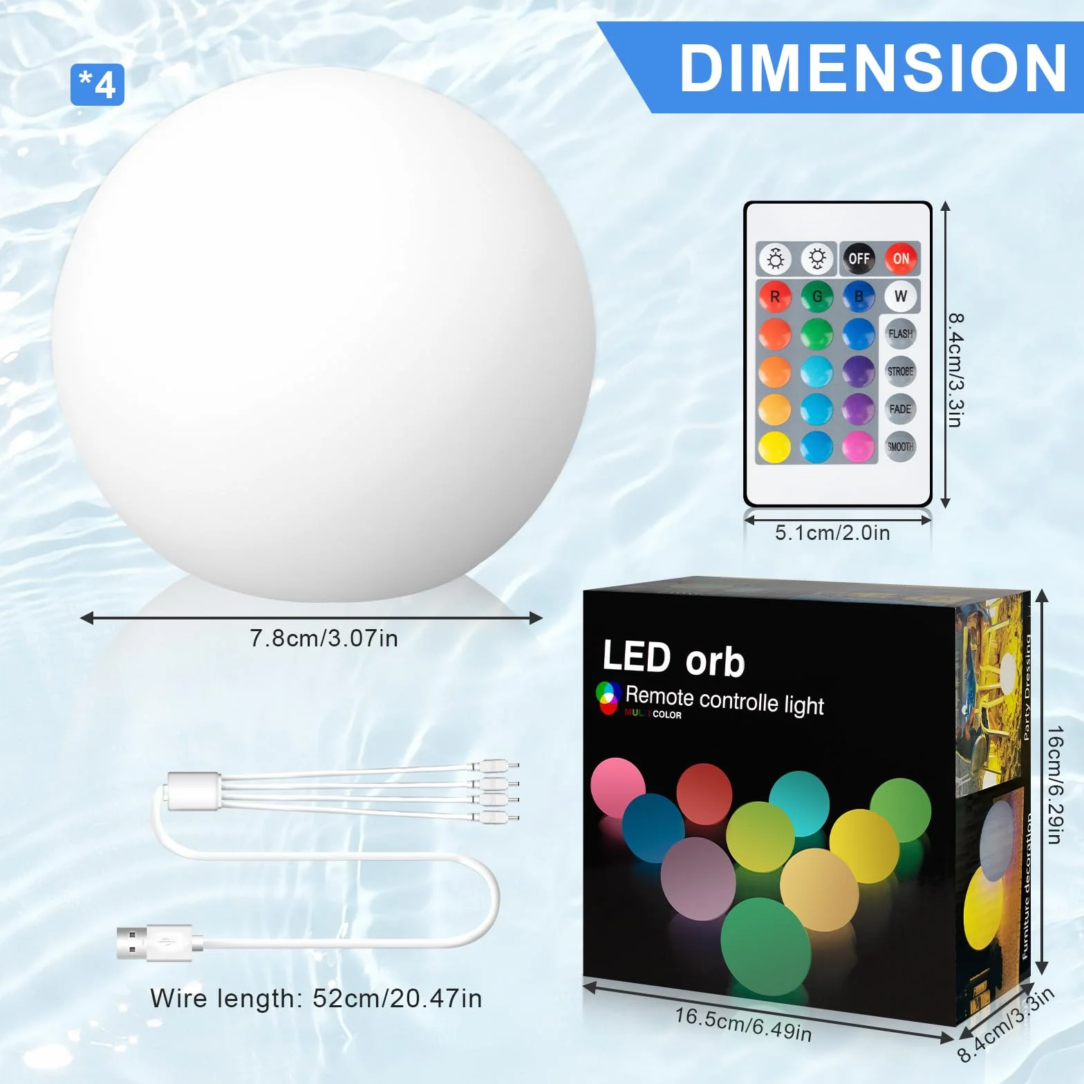 Schwimmende Poolbeleuchtung,4 Stück Teichbeleuchtung, Pool Lichter Schwimmend Unterwasser mit Fernbedienung,16 RGB Farbwechsel Wasserdichte LED Lichter für Pool, Garten, Teich, Party