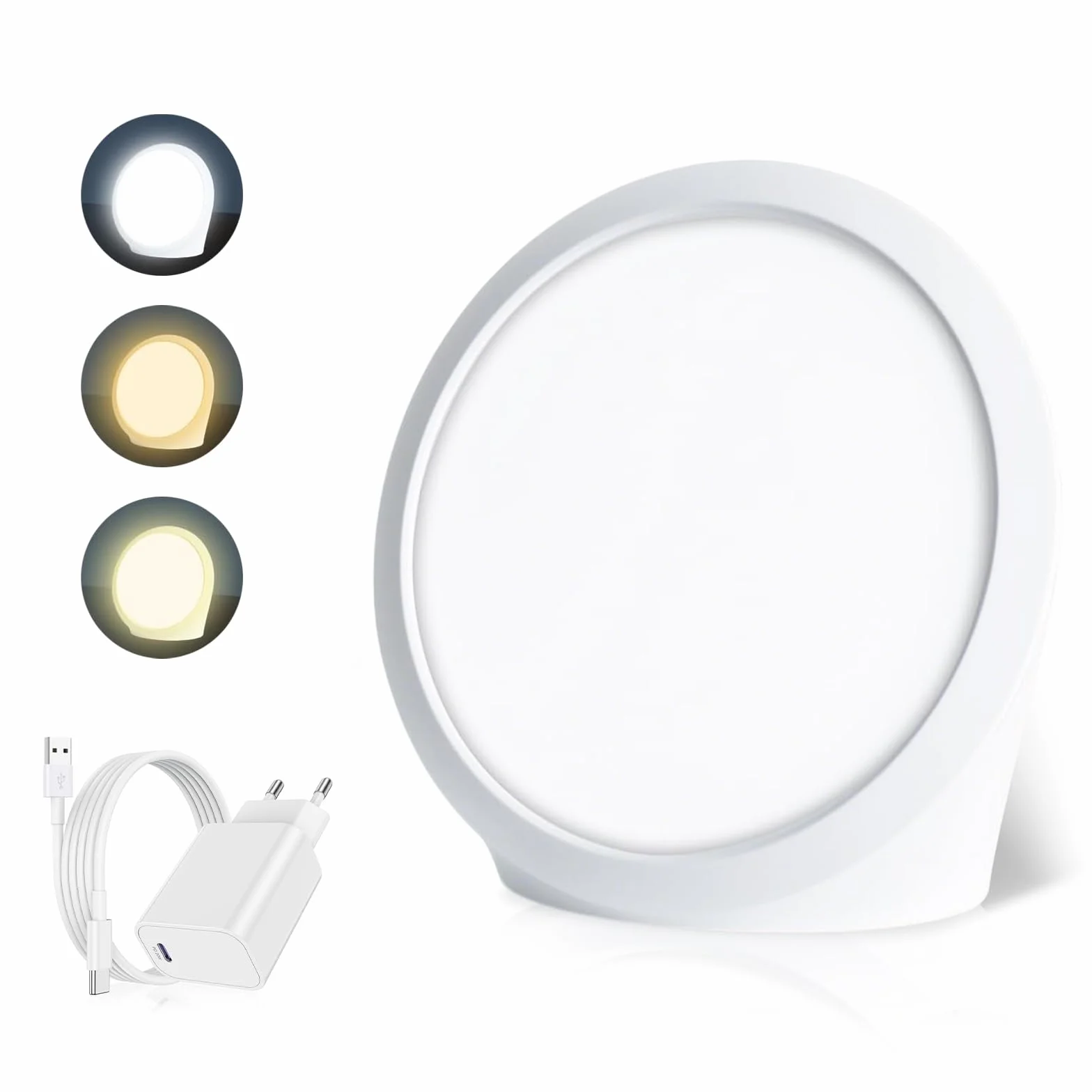 Einstellbare Tageslichtlampe 10000 Lux, Simulieren Daylight Energieschub, UV-freie LED Lichttherapielampe, Sonnenlicht Lampe für Zuhause/Büro,3 Farbtemperaturstufen&5 Helligkeitsstufen