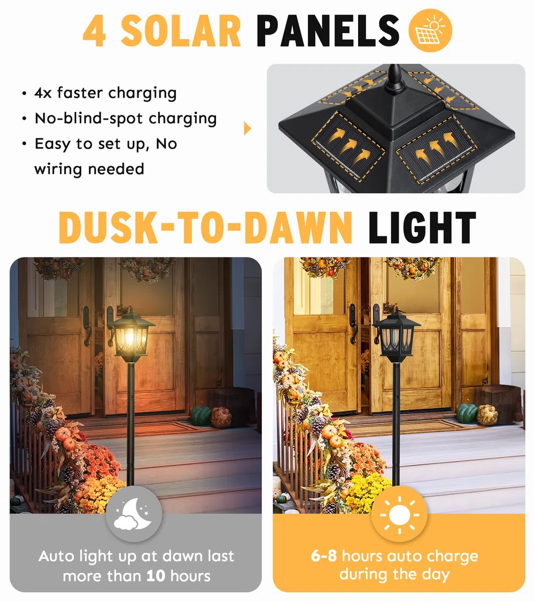 Solar-Lampenpfosten, 160 cm, 2 Stück, Solar-Lichtpfosten für den Außenbereich, wasserdicht, Außenlampen für Terrasse, Hinterhof, Veranda, Dekoration, warmweiß, austauschbare Glühbirne