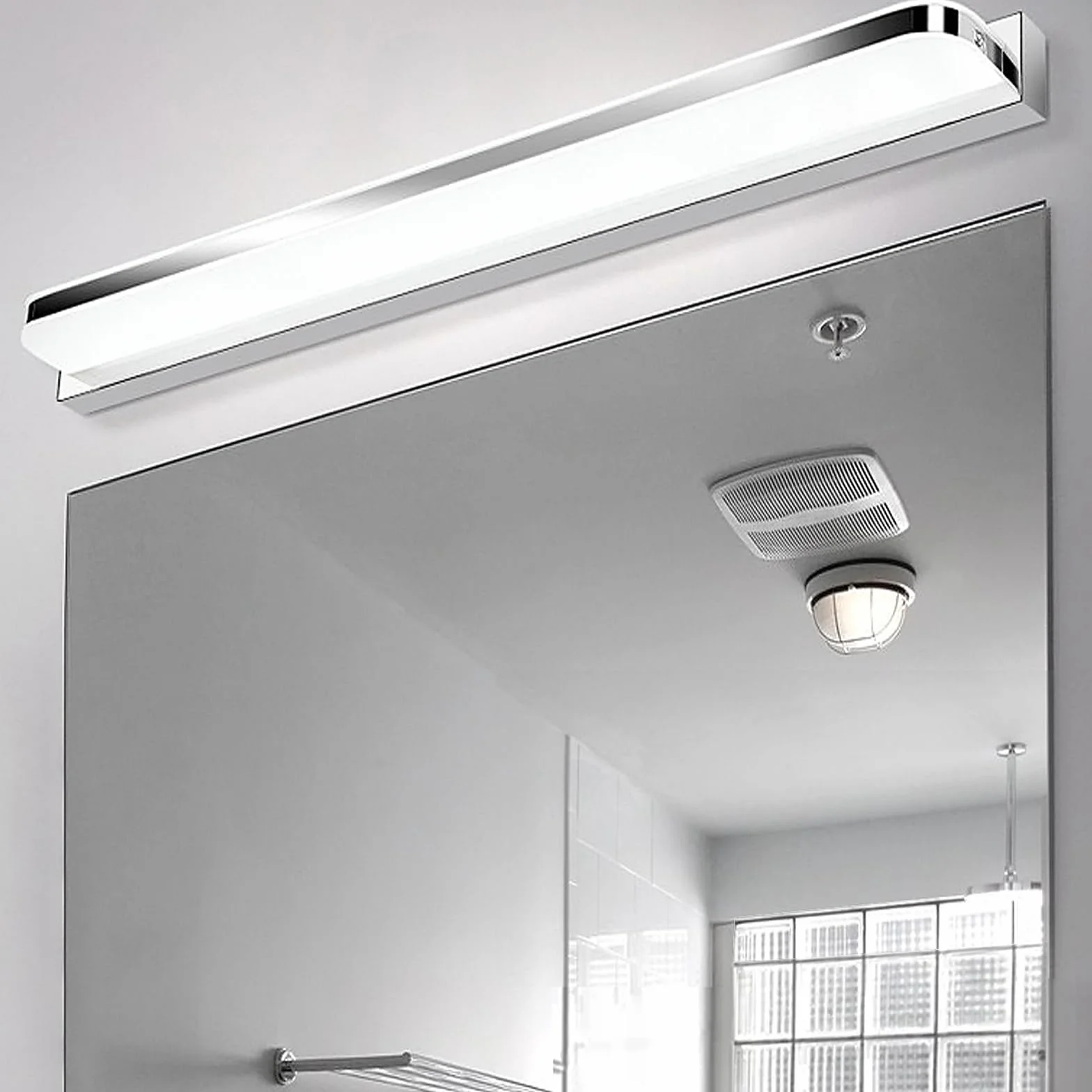 Spiegelleuchte Badleuchte, Badlampe Wand Edelstahl, Spiegellampe Bad 42cm 9W Für Die, Led Lampe 230V Naturweiß 4000K Wandlampe Badezimmer IP44 Wasserdicht (Neutralweiß)
