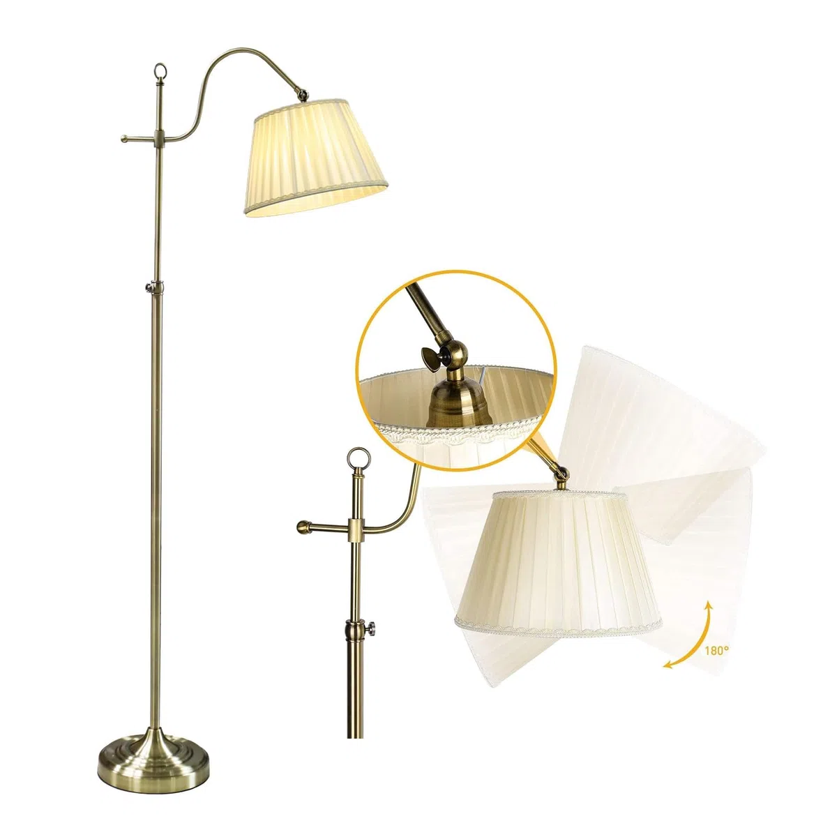 ACMHNC Stehlampe Wohnzimmer, Vintage Stehleuchte Mit Fernbedienung, E27 Standleuchte Dimmbar für Schlafzimmer,Büro,Leseleuchte Bodenlampe,Timer