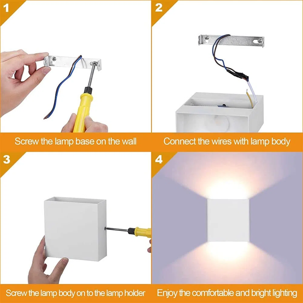 CHEVVY 2 Stück LED Wandleuchte Innen Weiße 7W Moderne LED Wandleuchte Up and Down Leuchten Aussen Aluminium Flurlampen Warmes Weiß 3000K Wandlampen