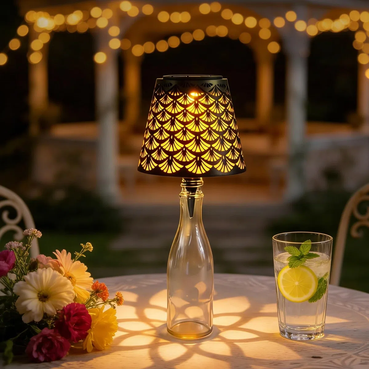 LED Flaschenlampe Aufsatz Solar – Flaschenlicht Outdoor Warmweiß LED Lampen Aufsatz für Flaschen Weinflaschenlampe Aufsatz LED Aufladbar Solar Bottle Lamp Garten Terrasse Dekor (A)