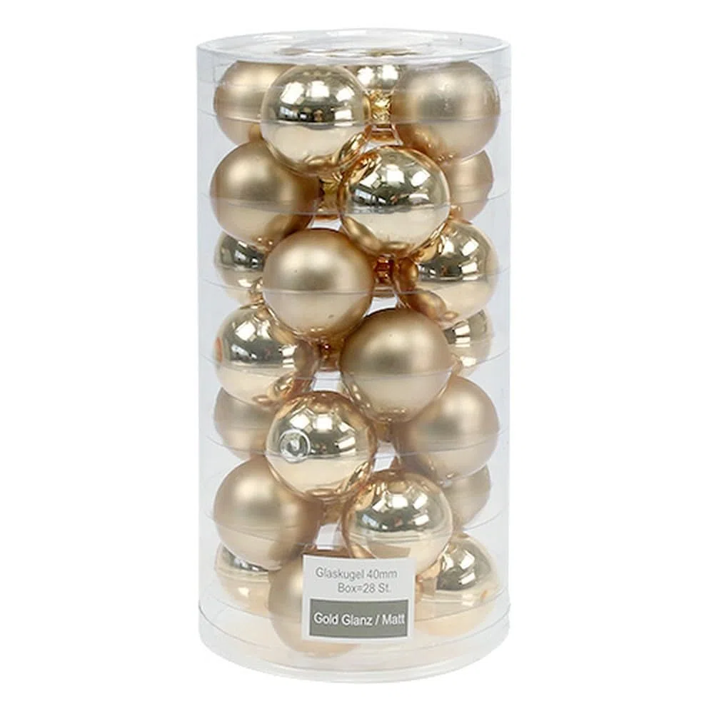 Weihnachtskugeln 4cm Gold Glas glänzend/matt 24er Pack Christbaumschmuck Deko