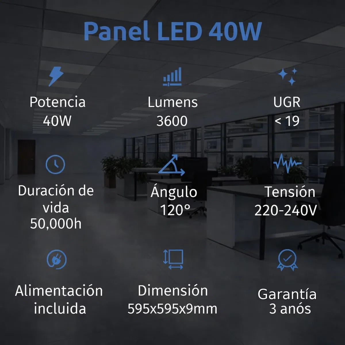 Europalamp - 8 LED-Fliesen 60 x 60 cm, 40 W, Kaltweiß, 6000 K, 4000 lm, hohe Helligkeit – Anpassung an Zwischendecken ohne Änderung (6000 K – Kaltweiß, 8)