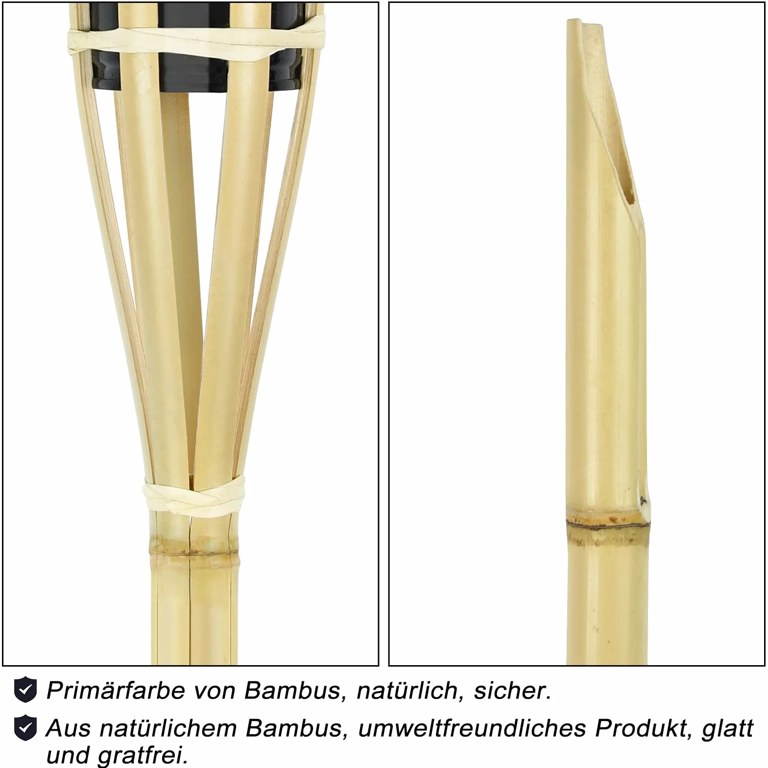 AufuN Bambus Gartenfackel, 12/24/36er Set Bambusfackeln Fackel, Ölfackeln für draußen, Outdoor Fackeln mit Ersatzdocht, Öllampe Wegleuchte, Höhe: 90 cm (12er Set)