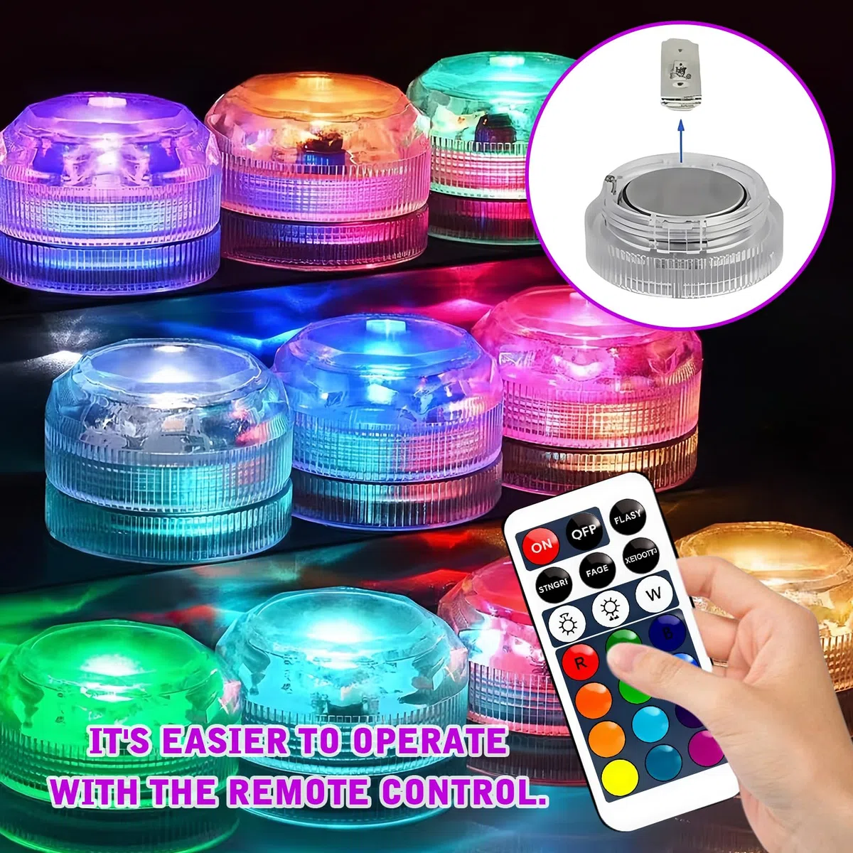 10 Stück Mini Unterwasser Licht mit Fernbedienung, RGB Mehrfarbige Mini tauchbare LED Lichter mit 13 Farben, Wasserdicht IP68 Tauchbare LED-Lichter für Aquarien, Whirlpool, Party, Hochzeitsdekoration