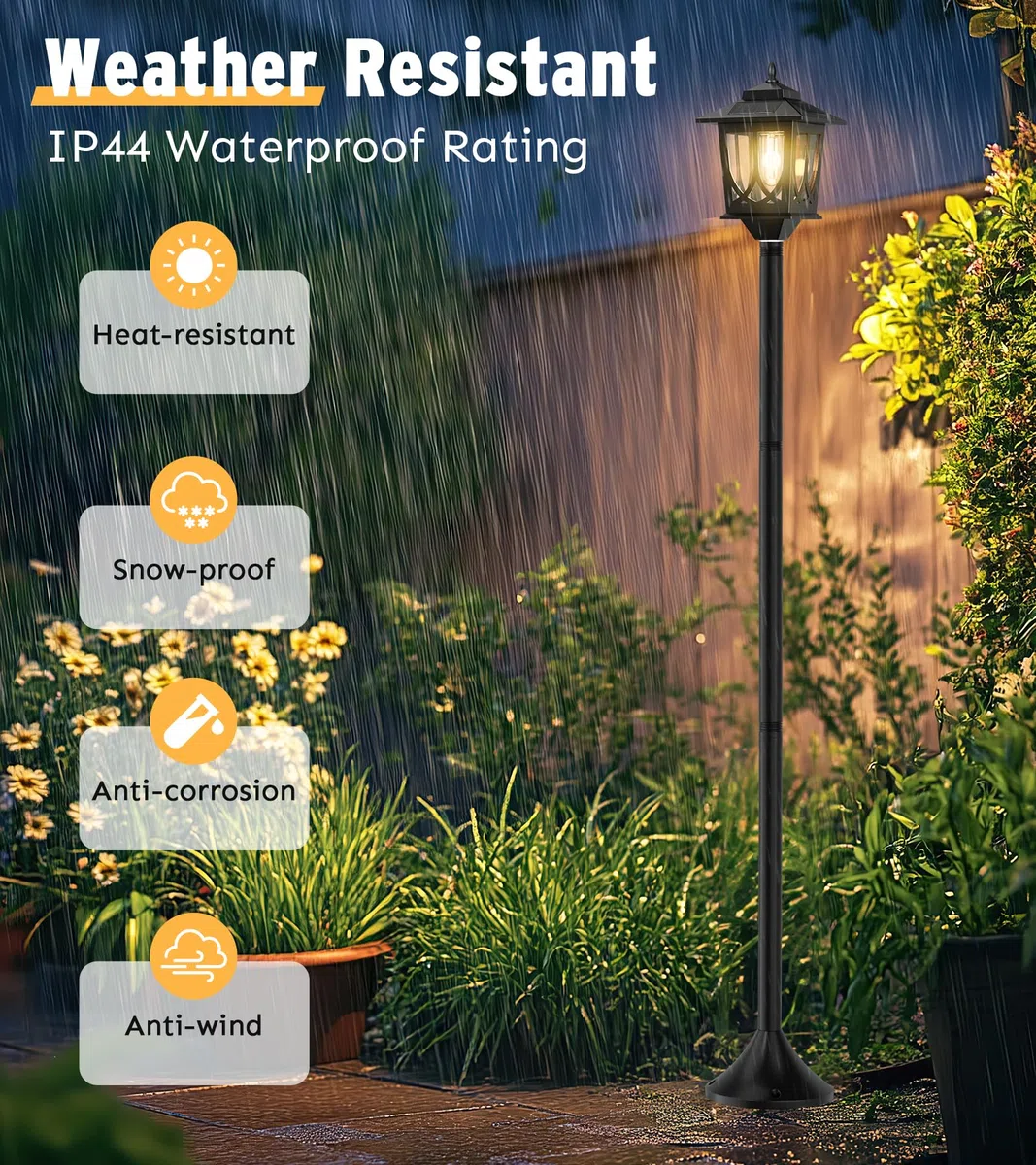 Solar-Lampenpfosten, 160 cm, 2 Stück, Solar-Lichtpfosten für den Außenbereich, wasserdicht, Außenlampen für Terrasse, Hinterhof, Veranda, Dekoration, warmweiß, austauschbare Glühbirne