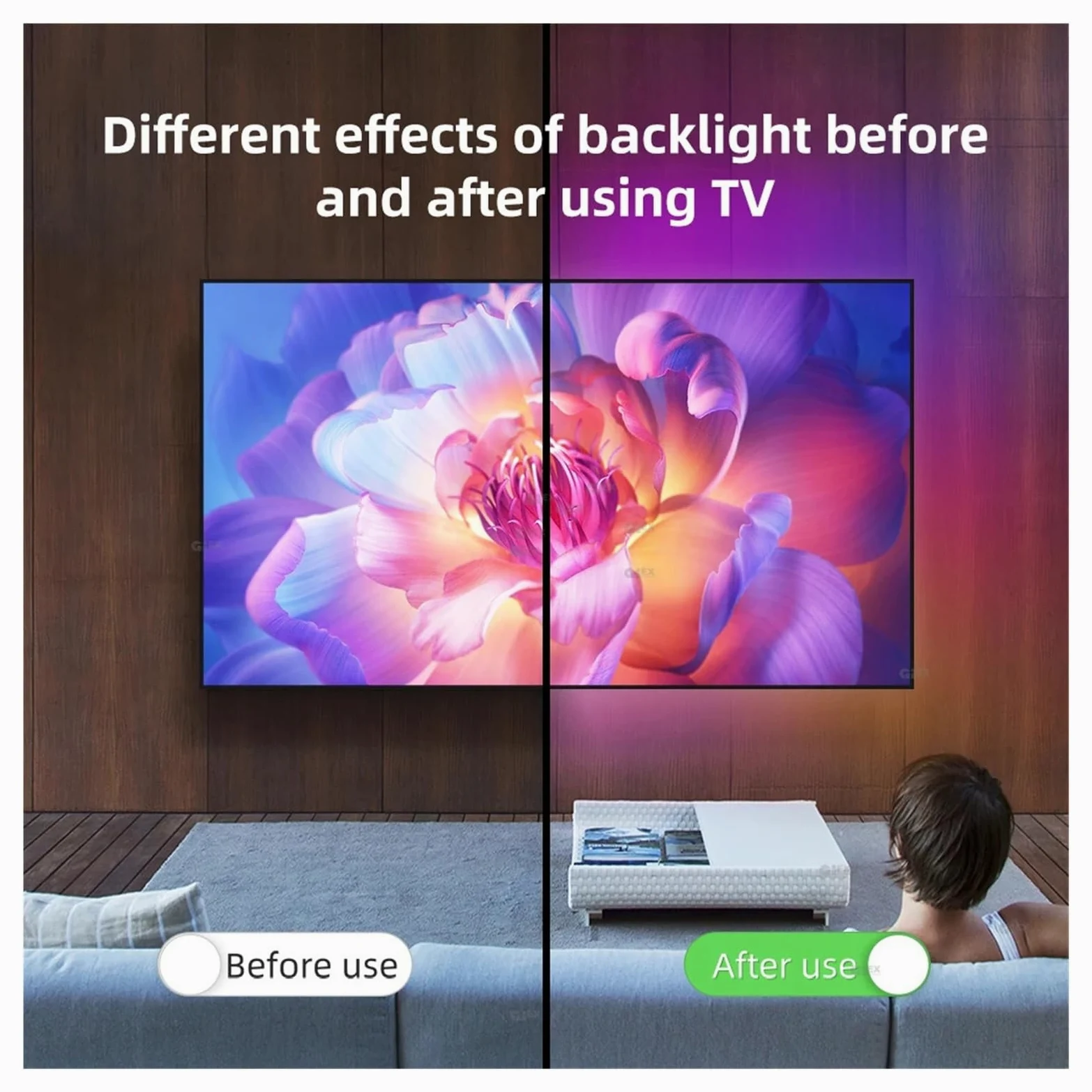 Smart Screen Sync Ambient LED Strip TV PC Monitor Hintergrundbeleuchtung 4K Gaming Musik Licht WiFi Sprachassistent kompatibel(21-24 Inch,US Plug)
