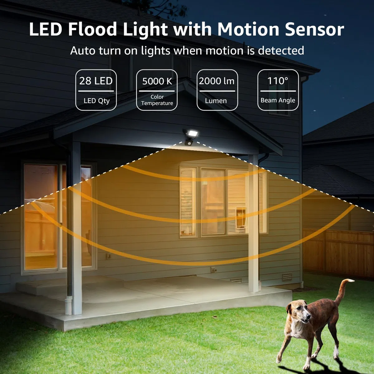 Lepro 20W LED Strahler mit Bewegungsmelder Außen, 2000LM Außenstrahler 5000K Kaltweiß Superhell Scheinwerfer, IP65 Wasserdicht Fluter, Ideale Aussenleuchte für Garten, Innenhöfe, Garage, Haus, Hotel