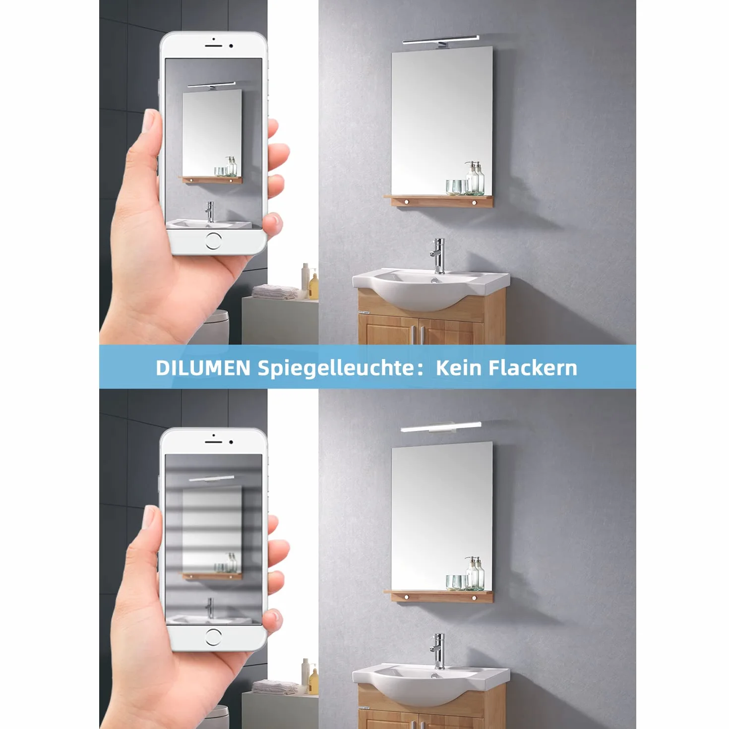 Spiegellampe Badezimmer, 10w 800lm 40cm, LED Spiegelschrank Beleuchtung, Spiegelleuchte Bad Moderne,Spiegel Lampe Bad, Naturweiß 4000K Badleuchte