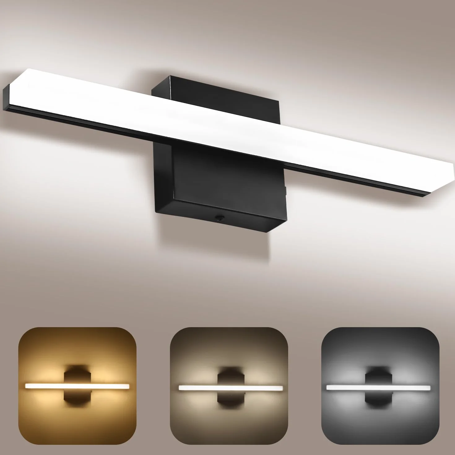 Spiegelleuchte Bad 40CM, Badezimmer Lampe 3000-6000K mit Farbtemperaturregelung, LED Badlampe Für Spiegel, Spiegellampe Mit Acrylschirm, Energiesparend & Langlebig, Wandleuchte Für Behagliche Stimmung