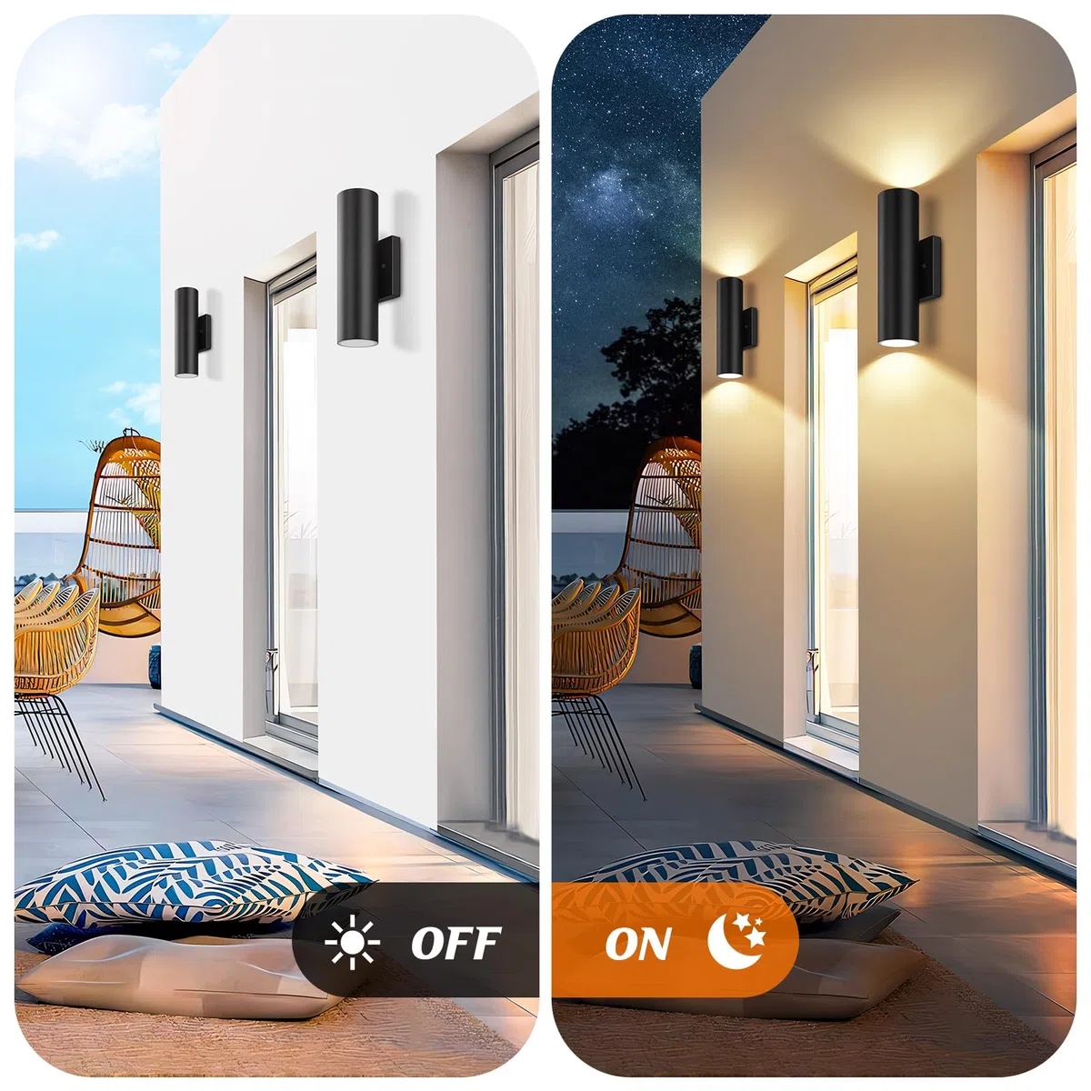 Moderne Wandleuchten für den Außenbereich, 12 W, 2700 K, LED-Zylinder mit Abdeckung aus gehärtetem Glas, wasserdicht nach oben und unten, für Veranda, Haus, Garage, 4 Stück
