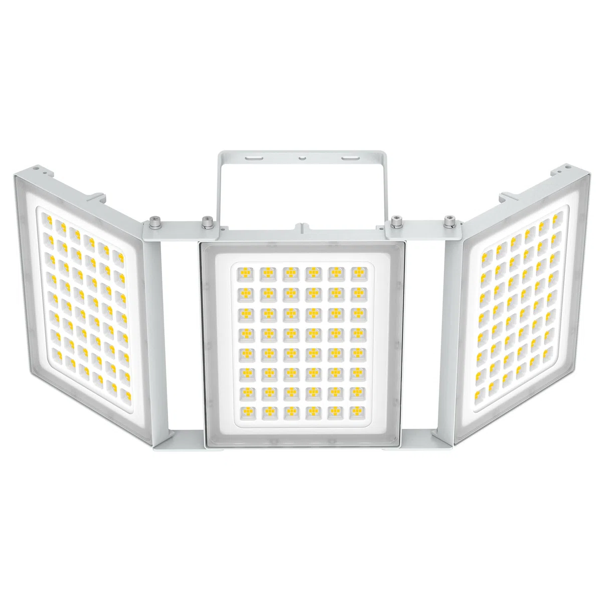 SOLLA-2025 Lite 300W LED Außenflutlicht, 30000LM, 6000K Tageslichtweiß IP66 Wasserdicht, 3 Köpfe Verstellbares Außen-Sicherheitsbeleuchtung für Parkplätze, Höfe, Baustelle-Grau