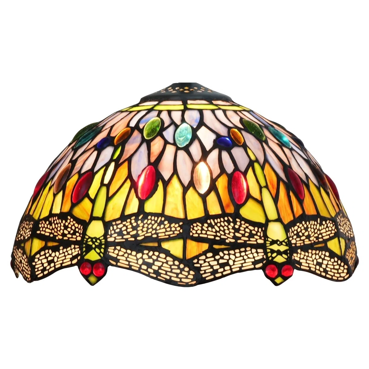 Lampenschirm im Tiffany-Stil, 30,5 cm, Buntglas-Lampenschirm, Ersatzperlen, Libellen-Deckenleuchtenschirm for Tischlampen, Pendelleuchte, Stehlampe, handgefertigt, Vintage, Heimdeko