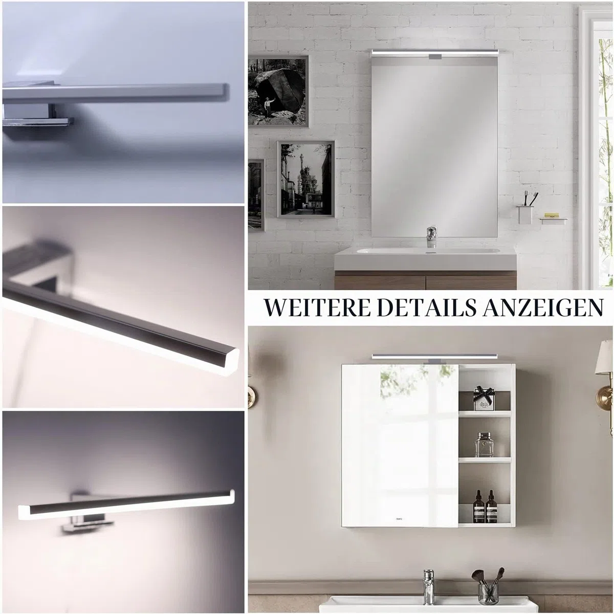 Spiegellampe Badezimmer, 10w 800lm 40cm, LED Spiegelschrank Beleuchtung, Spiegelleuchte Bad Moderne,Spiegel Lampe Bad, Naturweiß 4000K Badleuchte