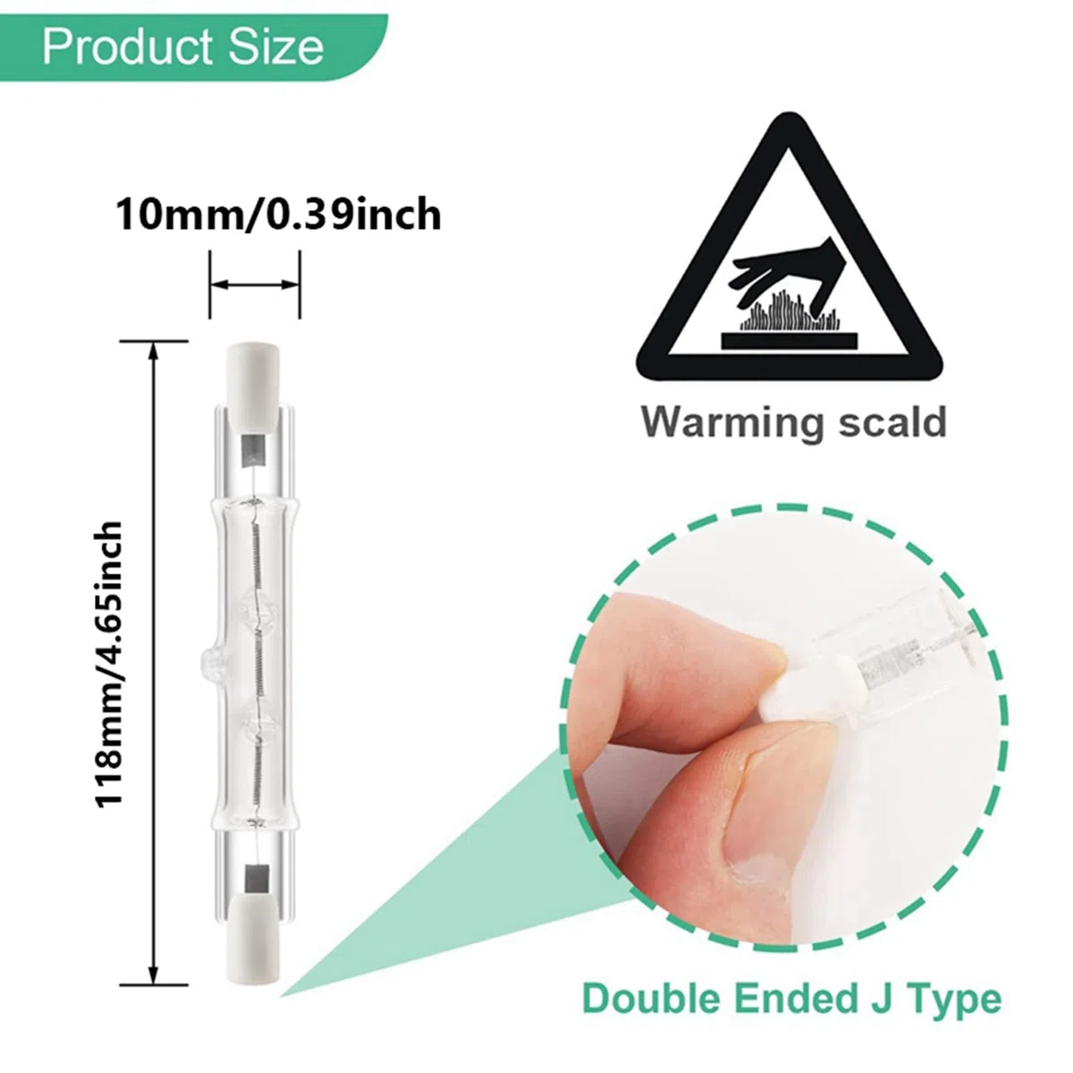 100Er-Pack R7S 118 mm 300 W 230 V, R7S Halogen-Linear-GlüHlampe, Dimmbare Halogenlampe für Bauarbeiten, Landschaftsbeleuchtung