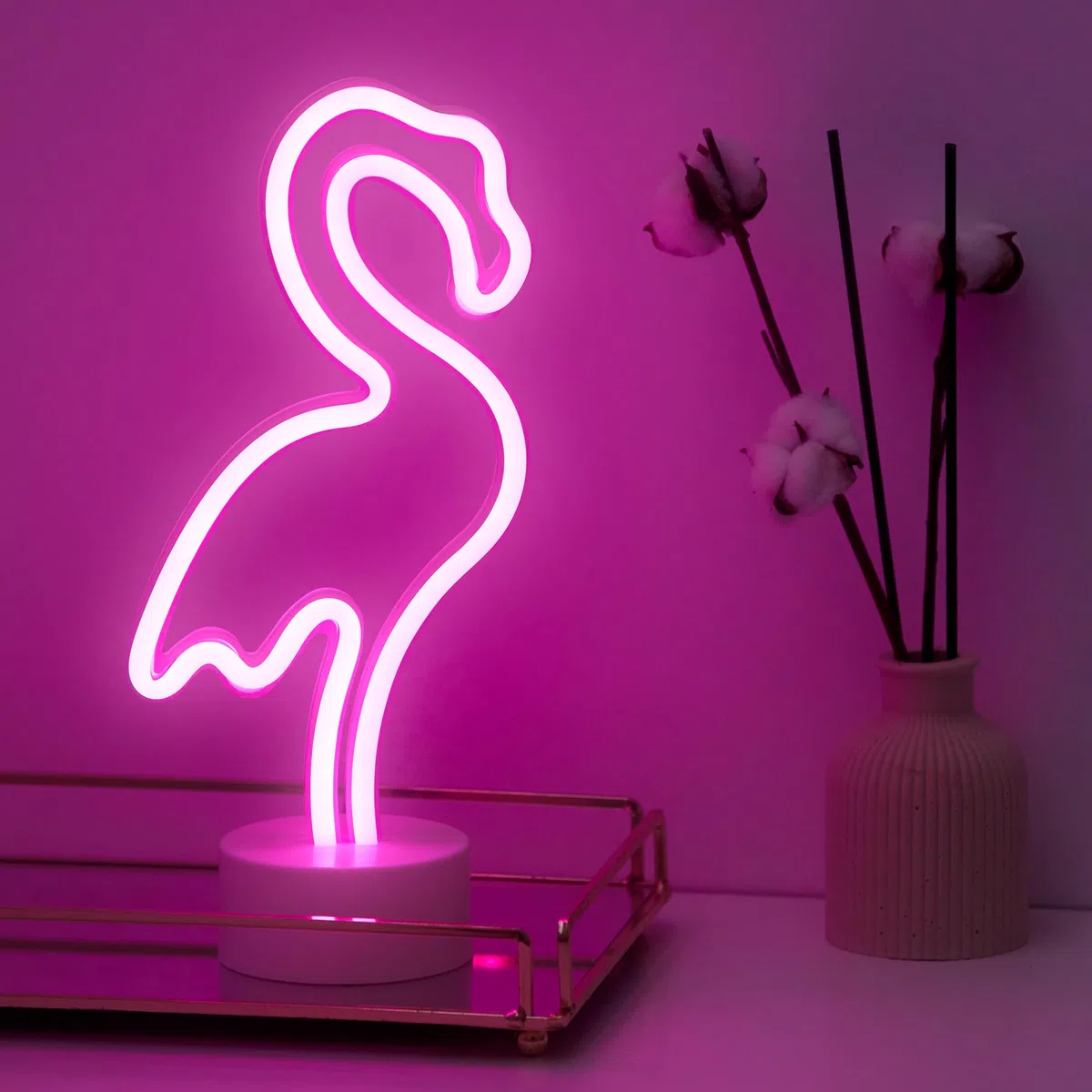 2er-Pack Kaktus und Flamingo - LED Lampe Neon Schild Wand Deko Gaming Zimmer, Neon Sign Kinder Gamer, Neon Schilder Light Room, Neonlicht Led Zimmerdeko, Bar. USB oder batteriebetrieben