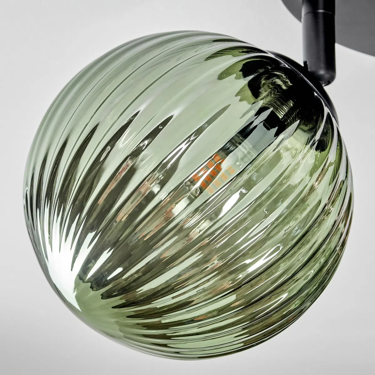 HOFSTEIN Deckenleuchte Chehalis, 3-flammige Deckenlampe aus Metall/Riffelglas in Schwarz/Blau/Grün/Kupfer, verstellbare Leuchte Retro-Design (Schirme Ø 15 cm), G9, Esszimmer, Wohnzimmer, Schlafzimmer