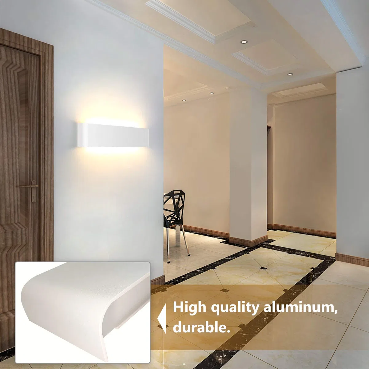 Lightess 18W 40CM wandlampe innen led wandleuchte Weiß Flurlampe | Up Down IP44 3000K 1800LM Warmweiß flickerfrei, Alu AC85-266V, für Wohnzimmer Schlafzimmer Flur Treppenhaus