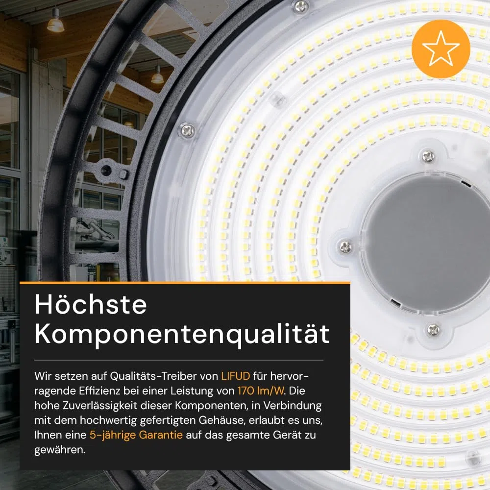 4 Stück LED Hallenstrahler 200W 34000lm, 5000K Neutralweiß