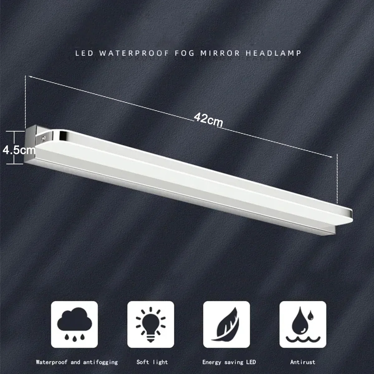 Spiegelleuchte Badleuchte, Badlampe Wand Edelstahl, Spiegellampe Bad 42cm 9W Für Die, Led Lampe 230V Naturweiß 4000K Wandlampe Badezimmer IP44 Wasserdicht (Neutralweiß)