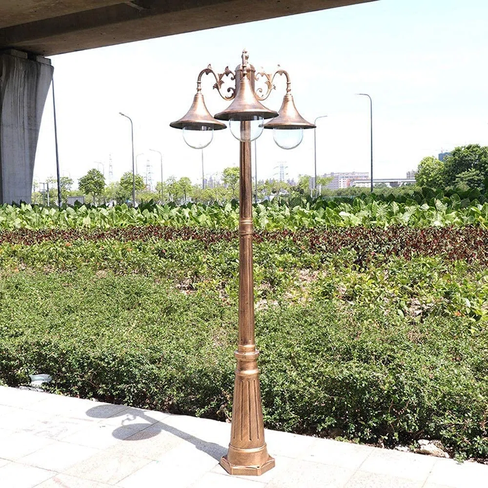 3 Kopf Außenlampe 76,7 Zoll Garten Pfostenlampe Säulen Weg Glas Pfostenleuchte Terrasse Laterne Poller Weglampe IP65 Wasserdicht Straßenlaterne