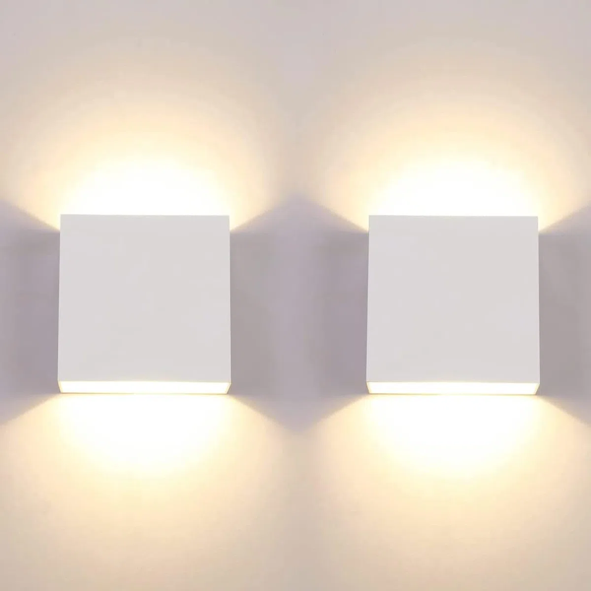 CHEVVY 2 Stück LED Wandleuchte Innen Weiße 7W Moderne LED Wandleuchte Up and Down Leuchten Aussen Aluminium Flurlampen Warmes Weiß 3000K Wandlampen