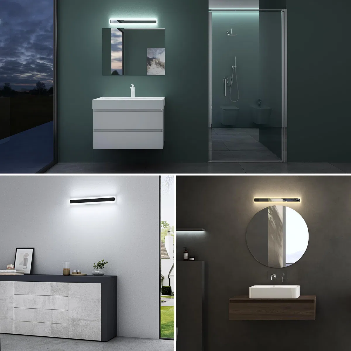 Mai & Mai Spiegelleuchte 40cm 3000K-6000K LED Badezimmer Lampe, 3 Farben Dimmbar Spiegellampe Schminkleuchte Chrom 14W LumaRay