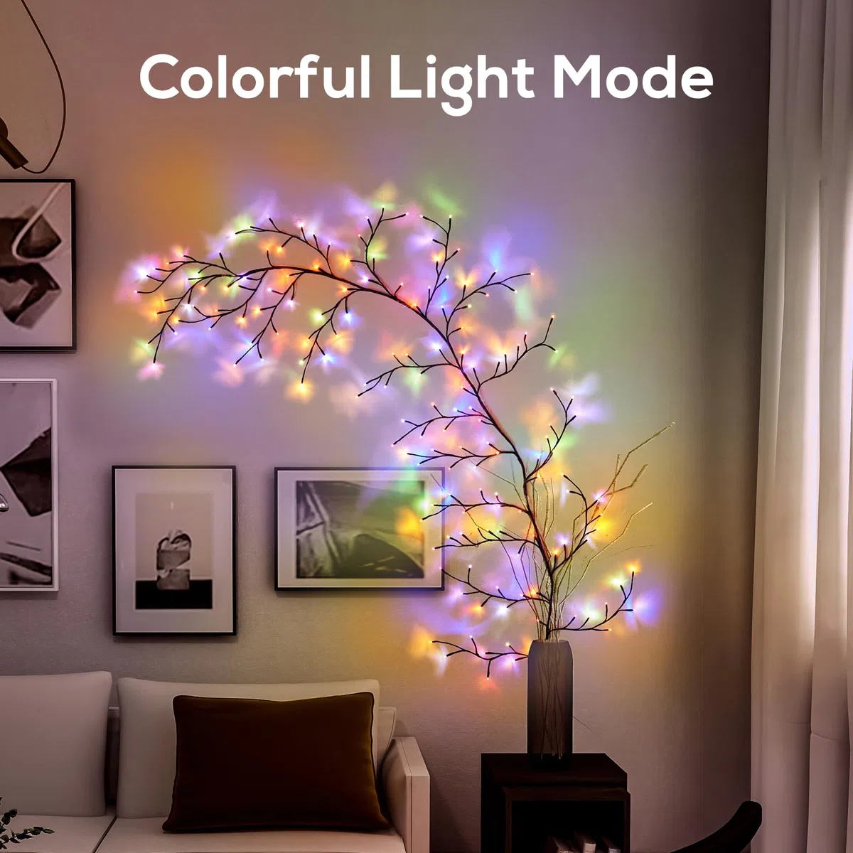 YCoisini Verzauberte Weidenrebenlichter für Heimdekoration, 160 LEDs, sprachaktiviertes Licht (Kaffee)
