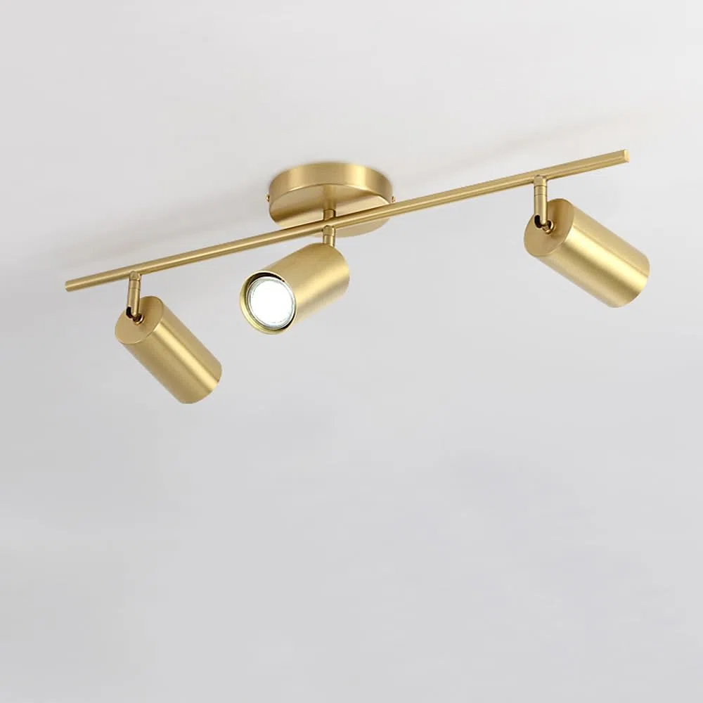 Nordischer moderner Deckenstrahler, H65 Messing d Schienenbeleuchtung, Industriestrahler Leuchten, flexibel drehbare Deckenleuchte zur Unterputzmontage für Küche und Esszimmer, Strahler GU10-Glüh