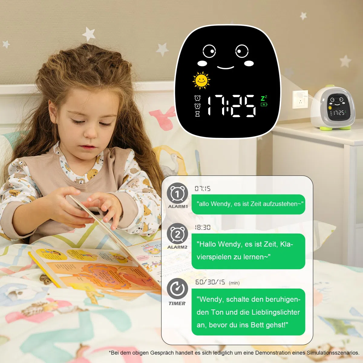 Comzler Kinderwecker, OK to Wake-Uhr mit Nachtlicht für Kinder, Uhr zum Bleiben im Bett, Schlaftraining, Nickerchen-Timer, süße Kinderzimmerdekoration, Geschenkideen für Kinder (Grün)