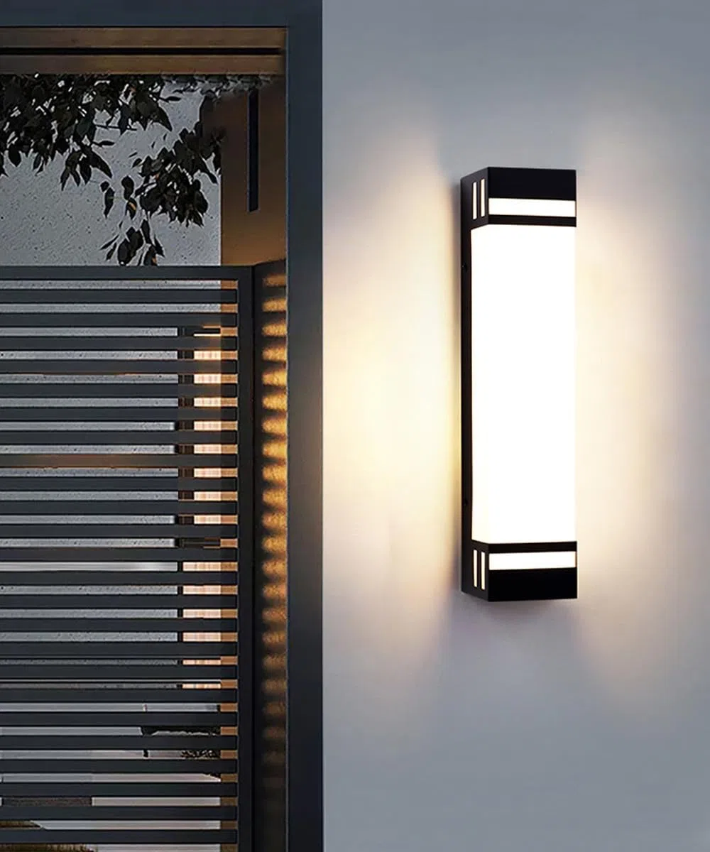 Quadratische Außenwandleuchte aus weißem Acryl, moderne LED-Veranda-Beleuchtung, IP65 wasserdichte Außenleuchte, Veranda-Beleuchtung für den Außenbereich mit Edelstahlleuchten