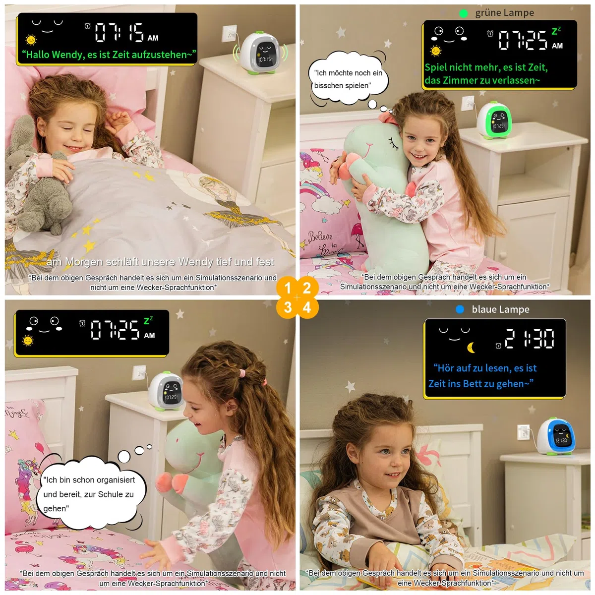 Comzler Kinderwecker, OK to Wake-Uhr mit Nachtlicht für Kinder, Uhr zum Bleiben im Bett, Schlaftraining, Nickerchen-Timer, süße Kinderzimmerdekoration, Geschenkideen für Kinder (Grün)