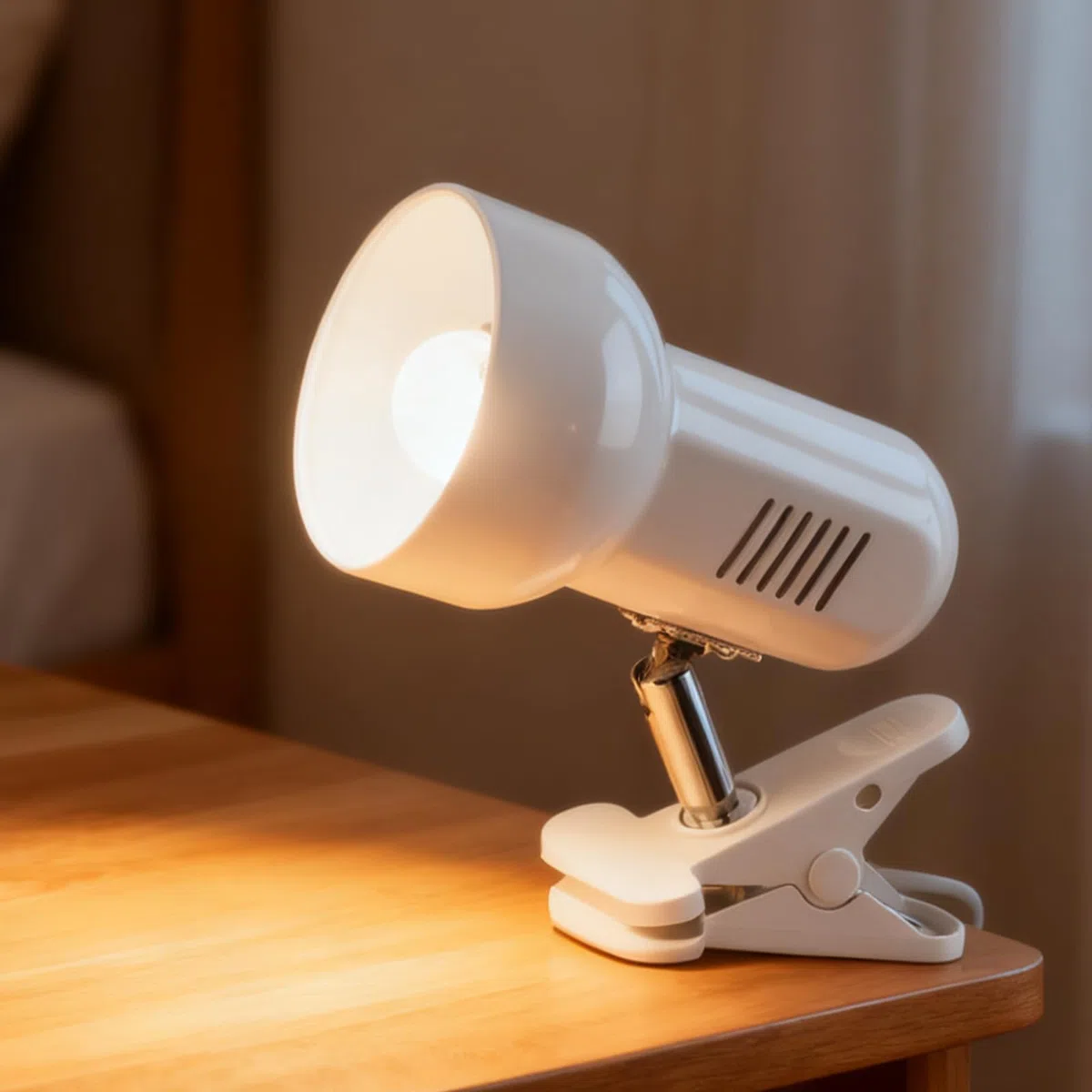 Klemmleuchte Verstellbar: E27 Fassung Keramiklampensockel Schreibtischlampe, Weiß Klemmlampe mit Stecker und Schalter, Nachttischlampe, für Lesen, Arbeiten und Lernen (Ohne Birne)